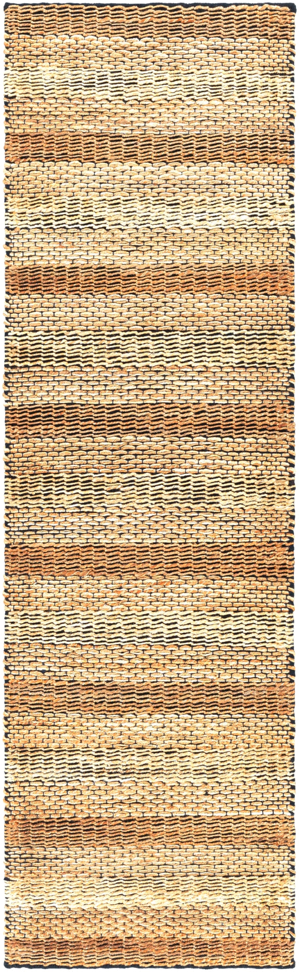Jasmine JAM-2301 Cottage Jute, Cotton Rug JAM2301-268 Black, Tan 80% Jute, 20% Cotton 2'6" x 8'