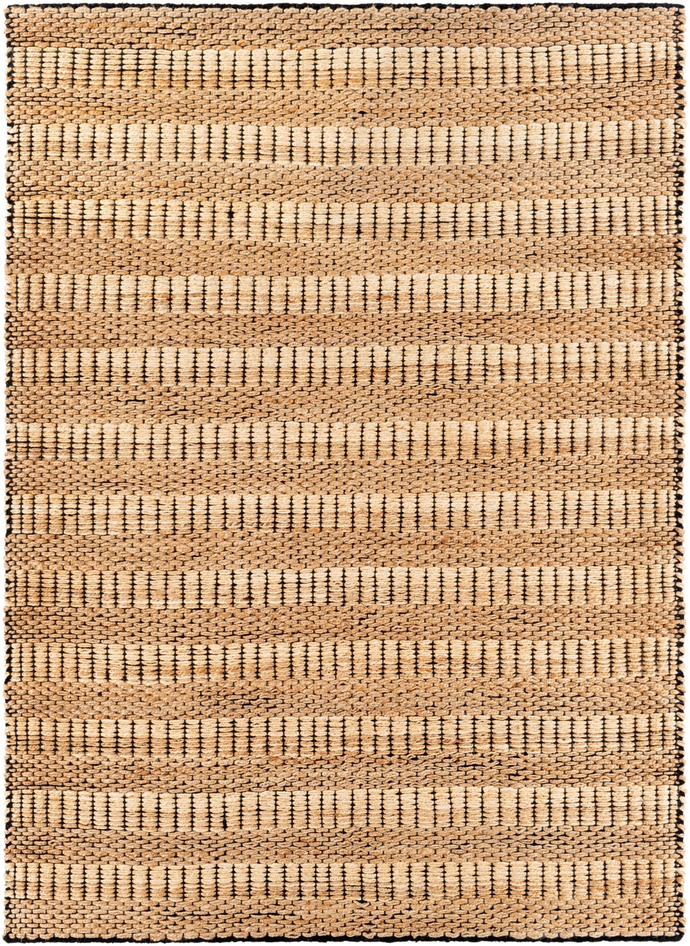 Jasmine JAM-2302 Cottage Jute, Cotton Rug JAM2302-81012 Black, Beige, Camel 80% Jute, 20% Cotton 8'10" x 12'