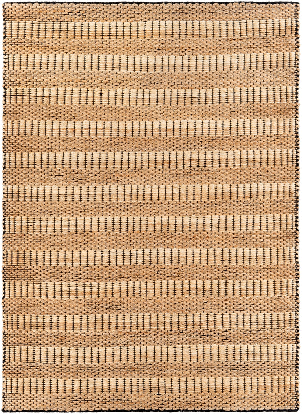 Jasmine JAM-2302 Cottage Jute, Cotton Rug JAM2302-81012 Black, Beige, Camel 80% Jute, 20% Cotton 8'10" x 12'