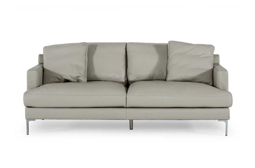VIG Furniture Divani Casa Janina - Modern Light Grey Leather Sofa VGKKKF1032-GRY-3