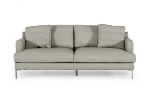 VIG Furniture Divani Casa Janina - Modern Light Grey Leather Sofa VGKKKF1032-GRY-3