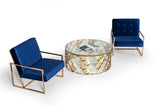 VIG Furniture Modrest Javier Modern Glass & Gold Round Coffee Table VGVCCT088