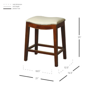 Elmo Bonded Leather Counter Stool - Ivory