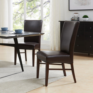 Milton Bonded Leather Dining Chair Set of 2 - Stylish Parsons Accent Chairs for Modern Interiors