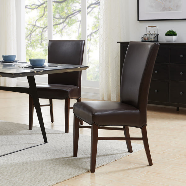 Milton Bonded Leather Dining Chair Set of 2 - Stylish Parsons Accent Chairs for Modern Interiors