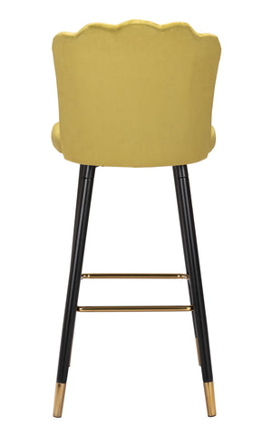 Zuo Modern Zinclair 100% Polyester, Plywood, Steel Modern Commercial Grade Barstool Yellow, Black, Gold 100% Polyester, Plywood, Steel