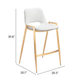 Zuo Modern Desi 100% Polyurethane, Plywood, Steel Modern Commercial Grade Counter Stool Set - Set of 2 White, Gold 100% Polyurethane, Plywood, Steel