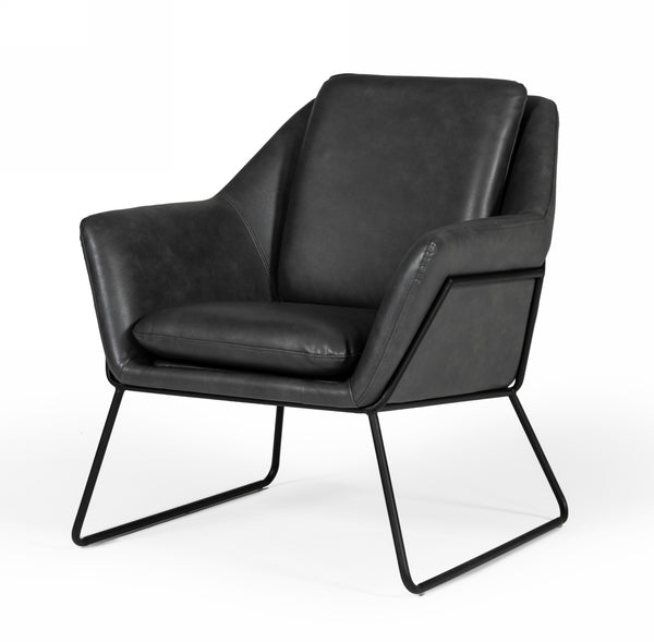 VIG Furniture Modrest Jennifer - Industrial Dark Grey Eco-Leather Accent Chair VGBNEC-090-DKGRY