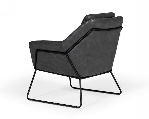 VIG Furniture Modrest Jennifer - Industrial Dark Grey Eco-Leather Accent Chair VGBNEC-090-DKGRY