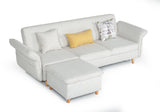 VIG Furniture Divani Casa Jeremiah Modern Ivory Fabric Sofabed & Ottoman w/ Storage VGKNI3062-IVY