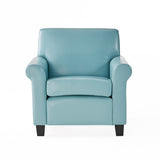 Yonkers Oversized Teal Blue Bonded Leather Club Chair Noble House