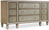 Hooker Furniture Sanctuary Traditional-Formal Dresser in Poplar and Hardwood Solids with Oak Veneer, Antique Mirror, Silver Leaf and Eglomise 5414-90002