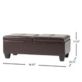 Merrill Double Opening Chocolate Brown Leather Storage Ottoman Noble House