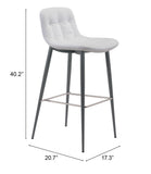 Zuo Modern Tangiers 100% Polyurethane, Plywood, Steel Modern Commercial Grade Barstool Set - Set of 2 White, Dark Gray 100% Polyurethane, Plywood, Steel