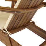 Malibu Outdoor Acacia Wood Folding Adirondack Chairs with Cushions (Set of 2), Natural and Khaki
