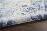 Nourison Sleek Textures SLE02 Machine Made Power-loomed Indoor Area Rug Blue/Cream 9'3" x 12'9" 99446711458