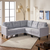 Delilah Mid Century Modern Sectional Sofa Set, Gray Tweed