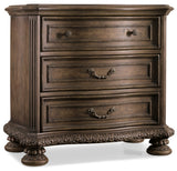 Rhapsody Traditional-Formal Three Drawer Nightstand In Hardwood Solids & Pecan Veneers