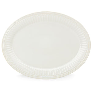 French Perle Groove White™ 16" Oval Serving Platter - Set of 2