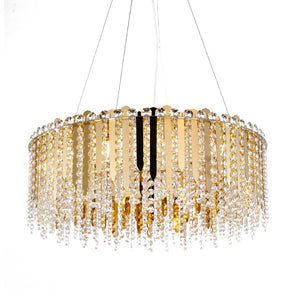 Bethel Gold Chandelier in Stainless Steel & Crystal