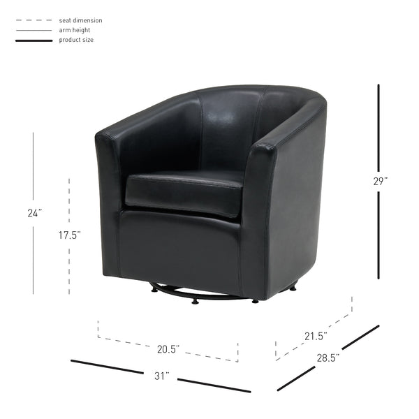 Hayden 360-Degree Swivel Tub Chair – Luxurious Bonded Leather, Sturdy Construction, Fully Assembled
