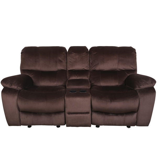 Porter Designs Ramsey Microfiber seat Transitional Reclining Console Love Brown 03-112C-02-6012