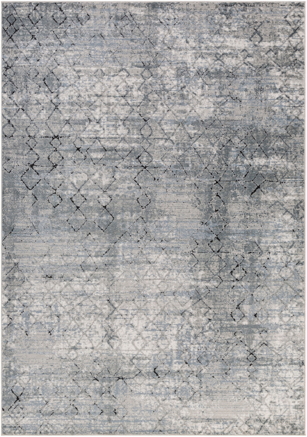 Jolie JLO-2313 Traditional Polypropylene, Polyester Rug JLO2313-912 Medium Gray, Light Gray, Ivory, Charcoal, Dark Blue, Black 90% Polypropylene, 10% Polyester 9' x 12'