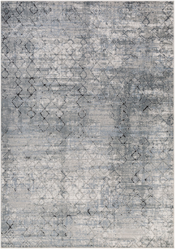 Jolie JLO-2313 Traditional Polypropylene, Polyester Rug JLO2313-912 Medium Gray, Light Gray, Ivory, Charcoal, Dark Blue, Black 90% Polypropylene, 10% Polyester 9' x 12'