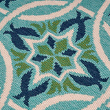 Jada Indoor/ Outdoor Geometric 8 x 11 Area Rug, Blue and Green Noble House