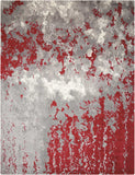 Nourison Twilight TWI21 Modern Machine Made Loomed Indoor Area Rug Grey/Red 8'6" x 11'6" 99446357106