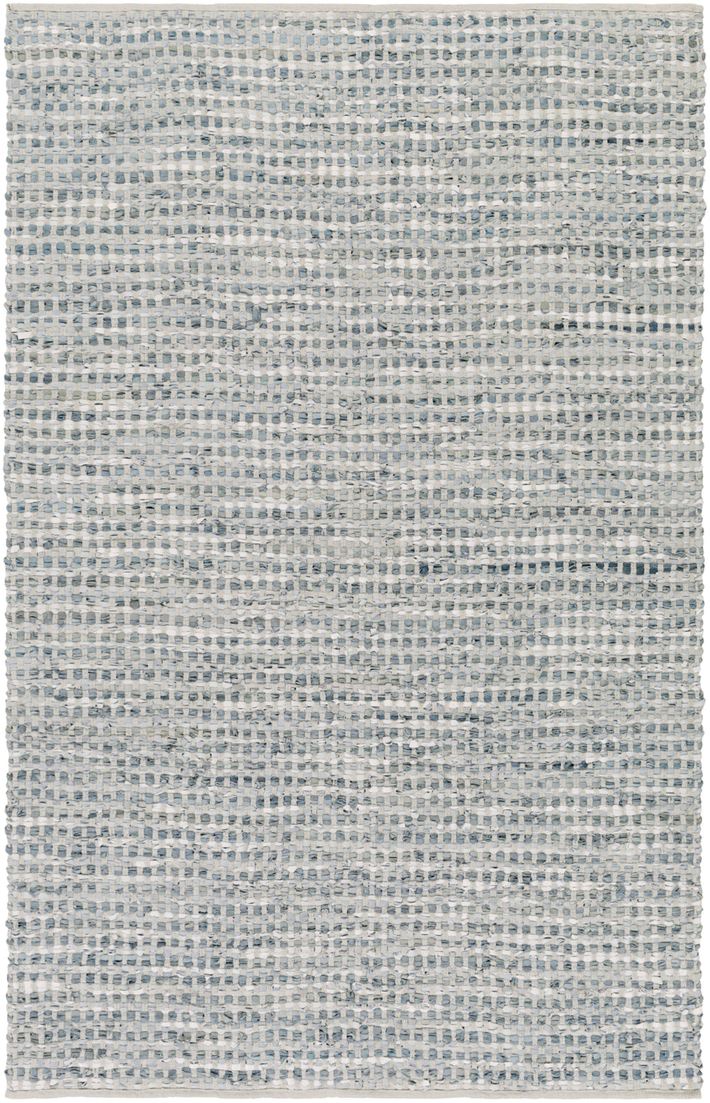 Jamie JMI-8001 Modern Cotton, Leather Rug JMI8001-913 Teal, Denim, Ice Blue, Beige 50% Cotton, 50% Leather 9' x 13'