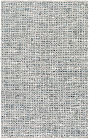 Jamie JMI-8001 Modern Cotton, Leather Rug JMI8001-913 Teal, Denim, Ice Blue, Beige 50% Cotton, 50% Leather 9' x 13'