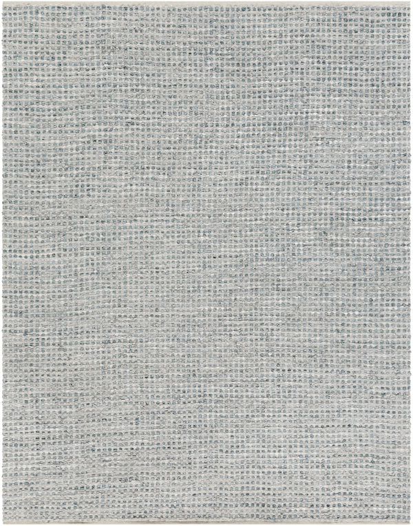 Jamie JMI-8001 Modern Cotton, Leather Rug JMI8001-810 Teal, Denim, Ice Blue, Beige 50% Cotton, 50% Leather 8' x 10'