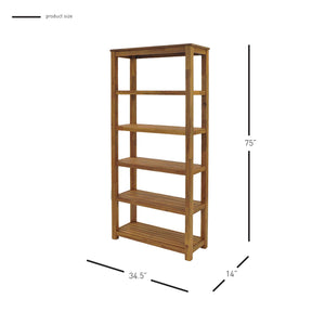 Tiburon 75" High Multi-Purpose Bookshelf & Pantry - Solid Acacia Wood, Drifted Sand Finish, Easy Assembly