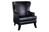 Porter Designs Grant Crackle Leather Wingback Contemporary Accent Chair Black 02-201-06-560