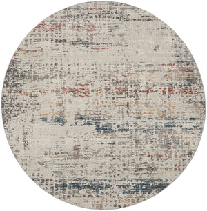 Nourison Rustic Textures RUS14 Painterly Machine Made Power-loomed Indoor Area Rug Light Grey Multi 7'10" x round 99446836090