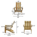 Zuma Outdoor Contemporary Acacia Wood Foldable Adirondack Chair, Natural Stained