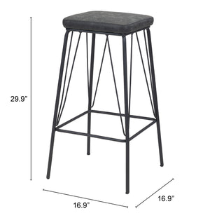 Zuo Modern Samuel 100% Polyurethane, Plywood, Steel Modern Commercial Grade Counter Stool Set - Set of 2 Vintage Black, Black 100% Polyurethane, Plywood, Steel