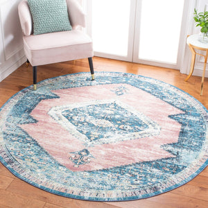 Journey 147 Transitional Power Loomed 100% Polyamide Rug Blue / Pink