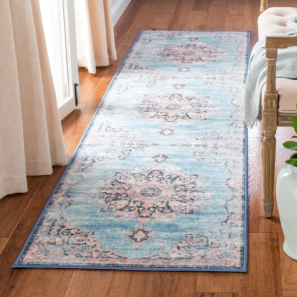 Journey 152 Transitional Power Loomed 100% Polyamide Rug Turquoise / Pink