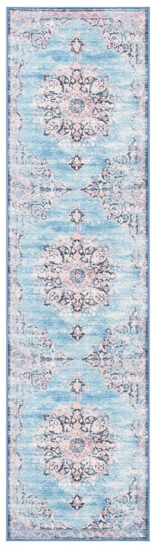 Journey 152 Transitional Power Loomed 100% Polyamide Rug Turquoise / Pink