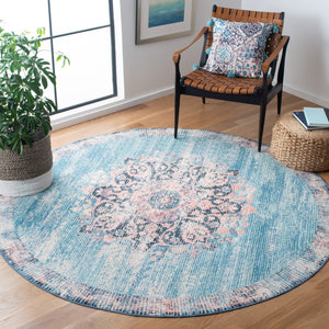 Journey 152 Transitional Power Loomed 100% Polyamide Rug Turquoise / Pink