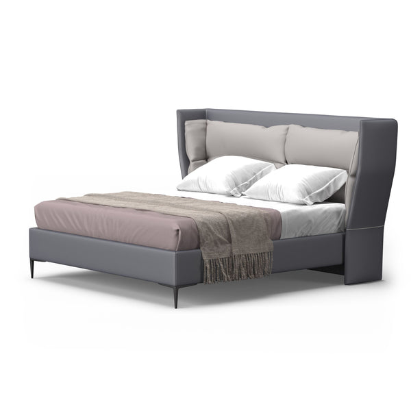VIG Furniture Modrest Jolene - Eastern King Dark & Light Grey Leatherette Bed VGBBMA2013K-GRY-BED-EK