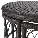 Bruce Outdoor Wicker Coffee Table, Gray Noble House