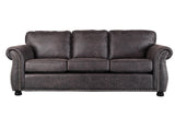 Porter Designs Elk River Leather-Look & Nail Head Transitional Sofa Gray 01-33C-01-9702A