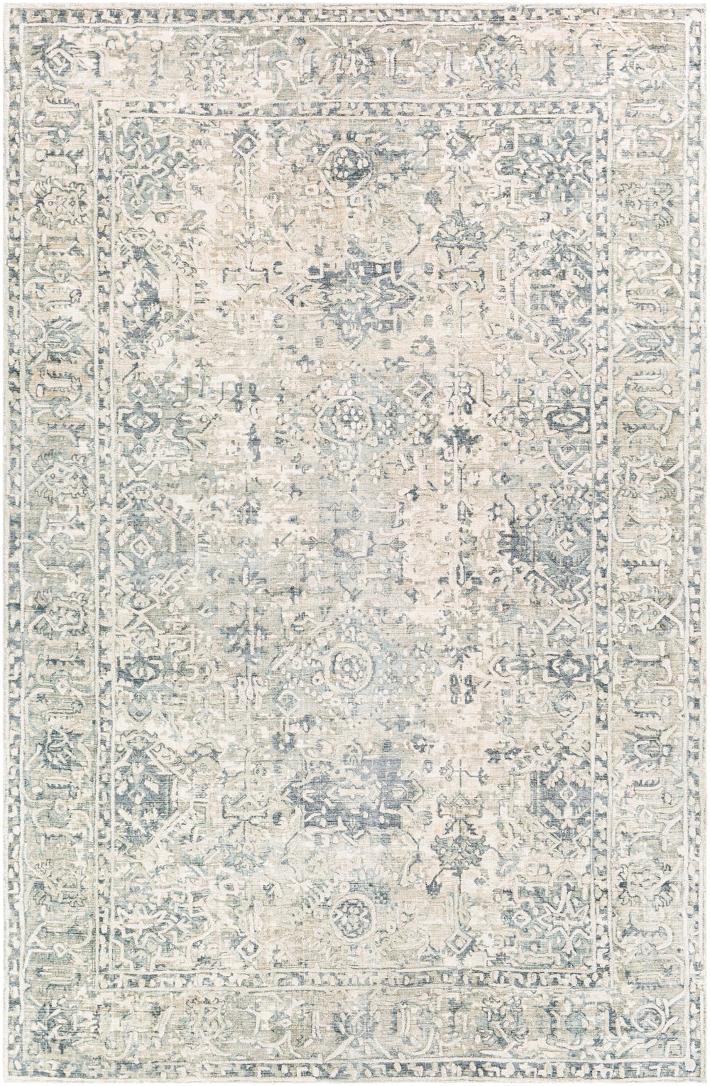 Jordan JOR-2301 Traditional Viscose Rug JOR2301-81012 Dark Blue, Denim, Khaki, Cream 100% Viscose 8'10" x 12'