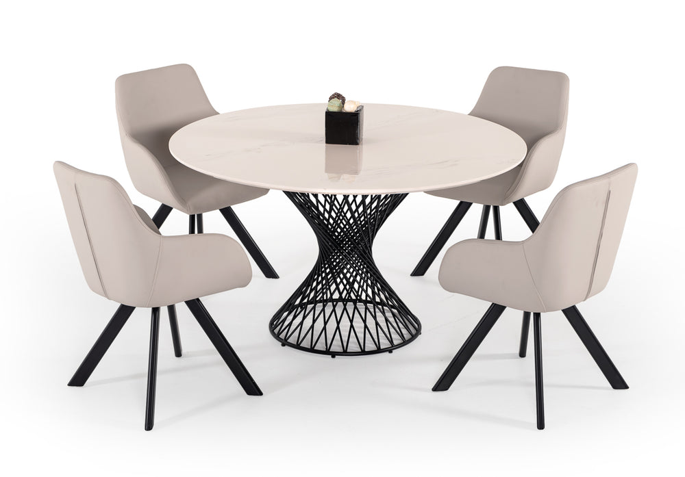VIG Furniture Modrest Joyce Modern Round White Cultured Marble Dining Table VGMAMIT-5167