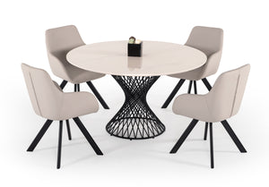 VIG Furniture Modrest Joyce Modern Round White Cultured Marble Dining Table VGMAMIT-5167