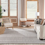 Nourison Asilah ASI04 Bohemian Machine Made Power-loomed Indoor only Area Rug Mocha/Ivory 9' x 12'2" 99446889133