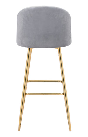 Zuo Modern Cozy 100% Polyester, Plywood, Steel Modern Commercial Grade Barstool Gray, Gold 100% Polyester, Plywood, Steel